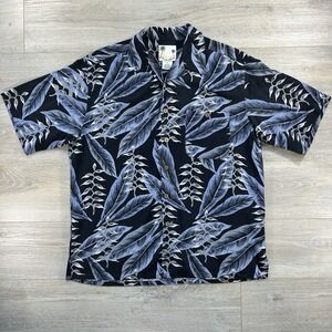 VTG BANANA CABANA Mens L 100% Silk Floral Short Sleeve Hawaiian Camp Shirt